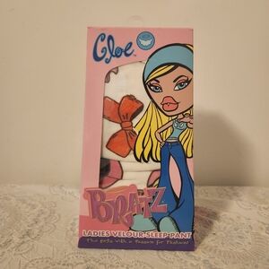 Bratz Ladies Velour Sleep Pant - White and Red